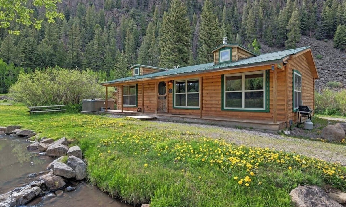 South Fork Cabin | Creekside cabin with private hot tub, washer/dryer, WiFi & wood fireplace