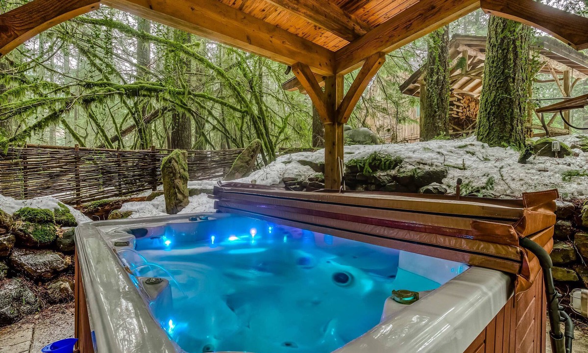 Rhododendron House | Luxe compound with private sauna, hot tub, rec house & fireplace