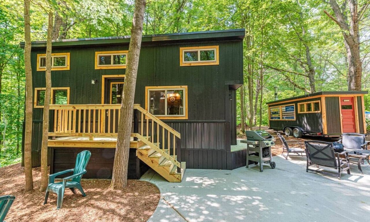 Willard House | River Retreat Tiny Homes:Wood Sauna/Rec Room/River