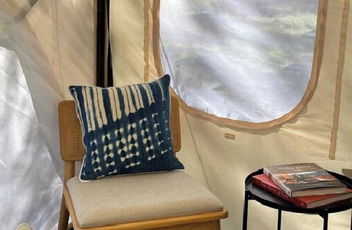 Canoncito RV Rental | 2 Person Glamping tent with one King Bed @ Field Trip NM .