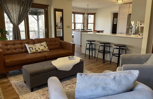 Liberty House | 4-bedroom, sleeps 12 with walking trail and easy highway access.
