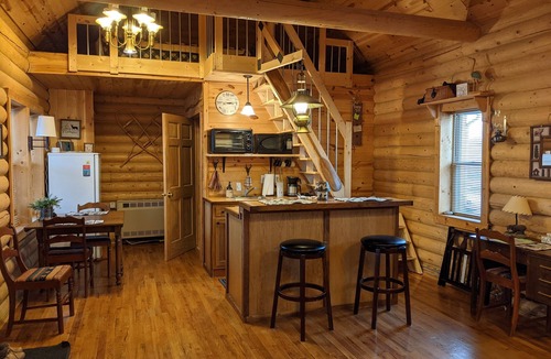 West Union Cabin | Cozy Cabin-real log cabin stay. Loft bed, woodsy decor, clean & cozy!