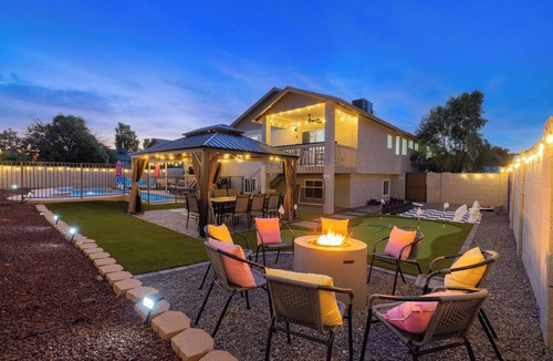 Mesa House | Luxe Oasis! Heated Pool, Spa, Golf, Theater, Game room, Sauna & Gym!