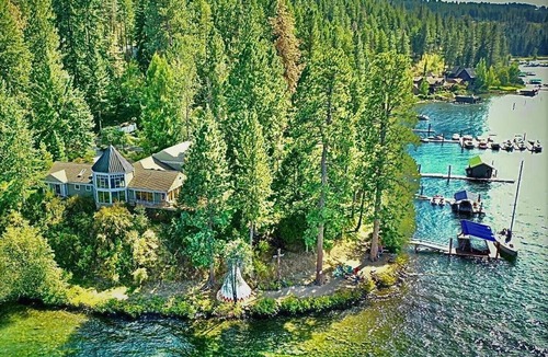 Coeur d'Alene Villa | +Luxury Lakefront for 12+ Private Beach & Dock, GameRoom, Indoor Koi Pond!