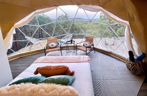 Oatmeal Cabin | Marble Falls Glamping Dome for Romantic Getaways near Austin