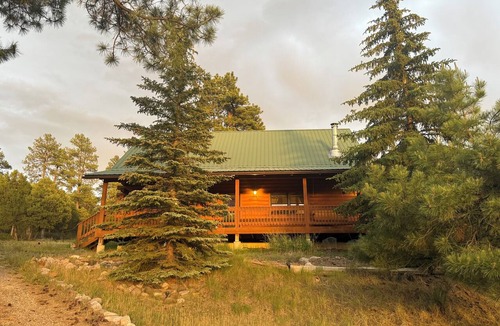 Los Ojos Cabin | Pet-Friendly Log Cabin: Expansive Mtn Views