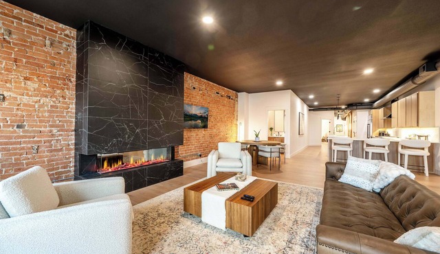 Onyx | Luxury Executive Loft Overlooking Main | Vibrant Fireplaces, King Bed