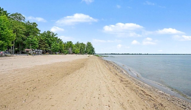 Rustic Lakefront Cabin Getaway on Lake Huron Sandy Shores in Michigan in Au Gres
