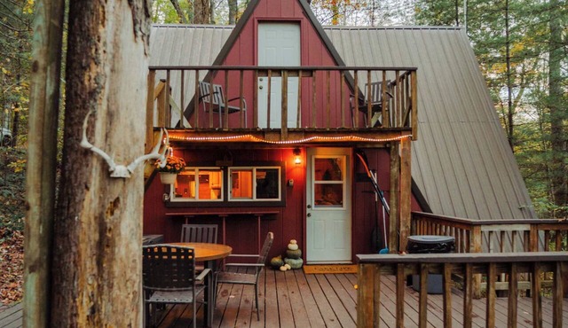 Waterfront A- Frame With Dock, Canoe + Kayaks